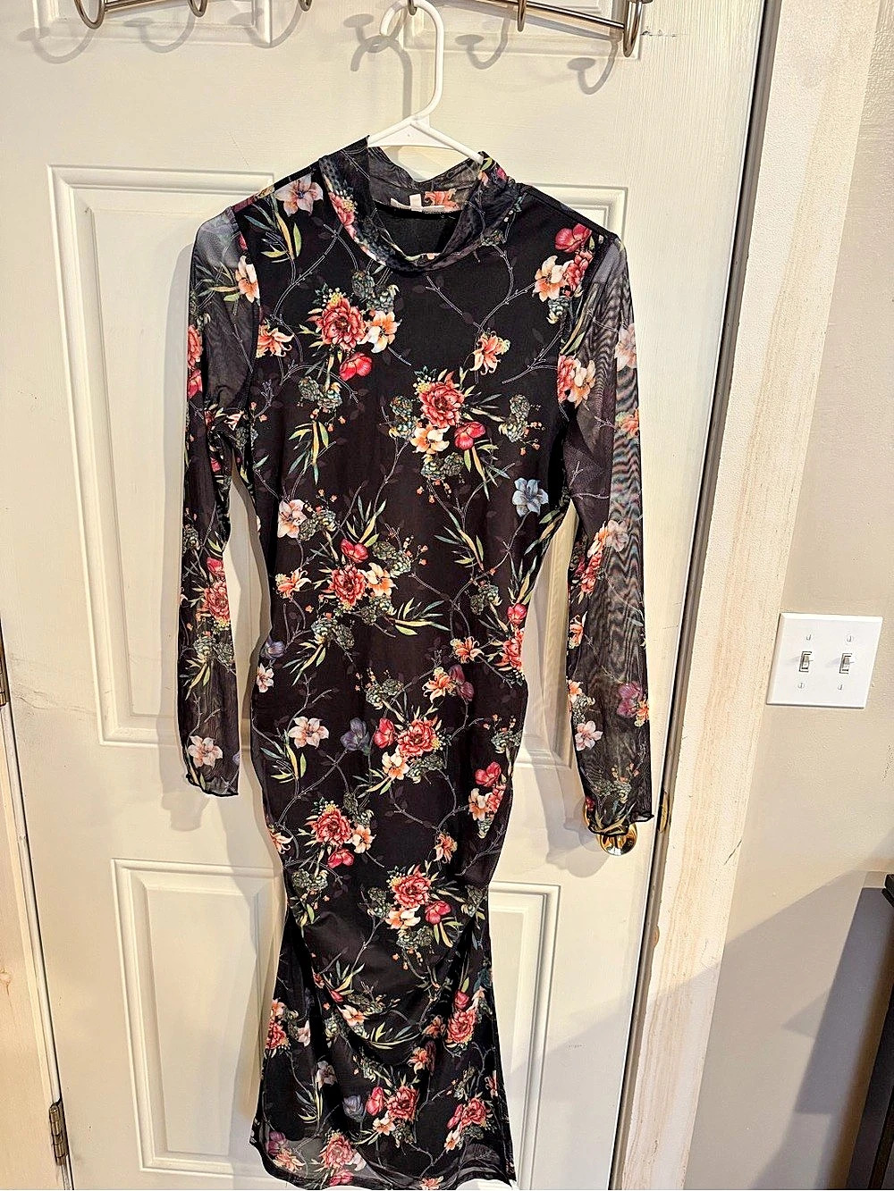 heartloom Warren Dress Floral Midi Dress Black & Pink Size Medium